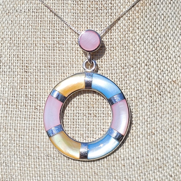 925 sterling & pastel stone pendant - Picture 2 of 4
